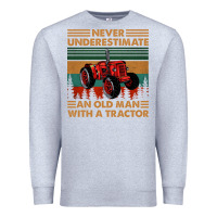 Heather Grey never underestimate an old man with a tractor retro vintage Premium Sweatshirt - artisFamous