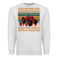 Oatmeal Heather never underestimate an old man with a tractor retro vintage Premium Sweatshirt - artisFamous