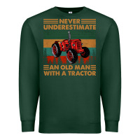 Sports Green never underestimate an old man with a tractor retro vintage Premium Sweatshirt - artisFamous