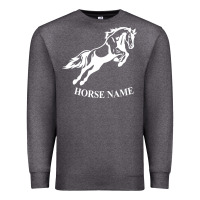 Charcoal Heather Personalised Horse Printed Equestrian Riding Cob Jumping Rider Horse Premium Sweatshirt - artisFamous