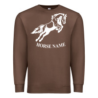 Chestnut Personalised Horse Printed Equestrian Riding Cob Jumping Rider Horse Premium Sweatshirt - artisFamous