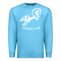 Ocean Blue Personalised Horse Printed Equestrian Riding Cob Jumping Rider Horse Premium Sweatshirt - artisFamous