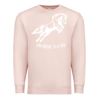 Pale Pink Personalised Horse Printed Equestrian Riding Cob Jumping Rider Horse Premium Sweatshirt - artisFamous