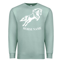 Seafoam Personalised Horse Printed Equestrian Riding Cob Jumping Rider Horse Premium Sweatshirt - artisFamous