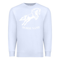 White Personalised Horse Printed Equestrian Riding Cob Jumping Rider Horse Premium Sweatshirt - artisFamous