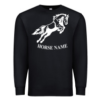 Black Personalised Horse Printed Equestrian Riding Cob Jumping Rider Horse Premium Sweatshirt - artisFamous