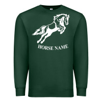 Sports Green Personalised Horse Printed Equestrian Riding Cob Jumping Rider Horse Premium Sweatshirt - artisFamous