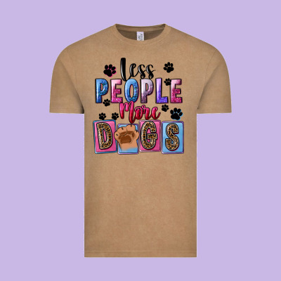Less People More Dogs Vintage Tee Designed By Fadigitalartstudio