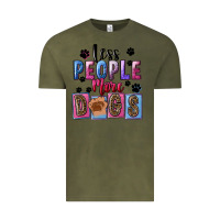 Vintage Olive less people more dogs Vintage Tee - FaDigitalArtStudio