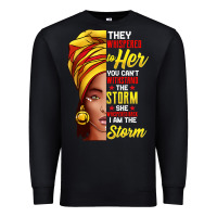 Black black history month shirt african woman afro i am the storm t shirt Premium Sweatshirt - artisFamous