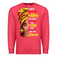 Cardinal black history month shirt african woman afro i am the storm t shirt Premium Sweatshirt - artisFamous