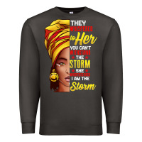 Smoke black history month shirt african woman afro i am the storm t shirt Premium Sweatshirt - artisFamous