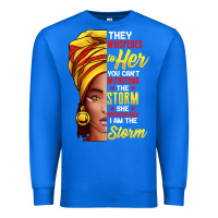 True Royal black history month shirt african woman afro i am the storm t shirt Premium Sweatshirt - artisFamous