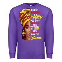 Purple black history month shirt african woman afro i am the storm t shirt Premium Sweatshirt - artisFamous