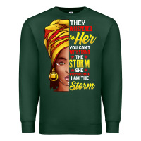 Sports Green black history month shirt african woman afro i am the storm t shirt Premium Sweatshirt - artisFamous