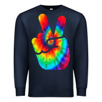 Navy cool peace hand tie dye t shirt for boys and girls Premium Sweatshirt - artisFamous