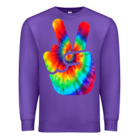 Purple cool peace hand tie dye t shirt for boys and girls Premium Sweatshirt - artisFamous
