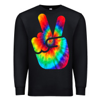 Black cool peace hand tie dye t shirt for boys and girls Premium Sweatshirt - artisFamous