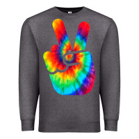 Charcoal Heather cool peace hand tie dye t shirt for boys and girls Premium Sweatshirt - artisFamous