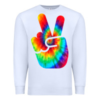 White cool peace hand tie dye t shirt for boys and girls Premium Sweatshirt - artisFamous