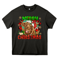 Asphalt merry christmas cow Heavy Core Tee - CowGirlArtShop