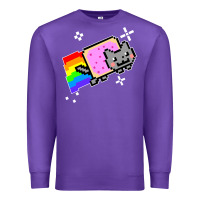 Purple nyan cat t shirt Premium Sweatshirt - artisFamous