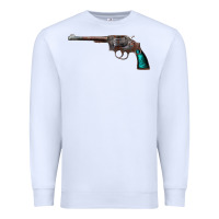 White Revolver Handgun Premium Sweatshirt - artisFamous