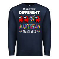 Navy a.mong us it's o.kay to be different autism awareness t shirt Premium Sweatshirt - artisFamous