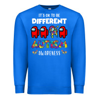 True Royal a.mong us it's o.kay to be different autism awareness t shirt Premium Sweatshirt - artisFamous