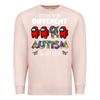 Pale Pink a.mong us it's o.kay to be different autism awareness t shirt Premium Sweatshirt - artisFamous