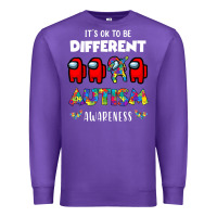 Purple a.mong us it's o.kay to be different autism awareness t shirt Premium Sweatshirt - artisFamous