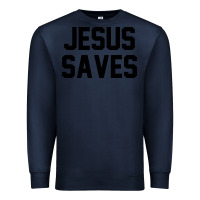 Navy jesus saves christian faith trust in god lord christ Premium Sweatshirt - artisFamous
