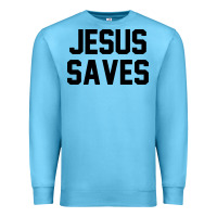 Ocean Blue jesus saves christian faith trust in god lord christ Premium Sweatshirt - artisFamous