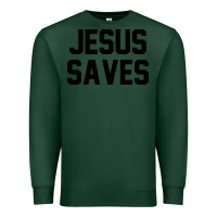Sports Green jesus saves christian faith trust in god lord christ Premium Sweatshirt - artisFamous