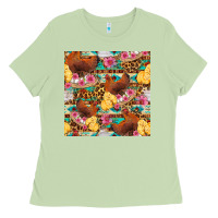 Matcha chicken and chicks with flowers seamless pattern Ladies Tee - FaDigitalArtStudio