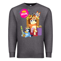 Charcoal Heather bluey mom dad funny queen for family lover t shirt Premium Sweatshirt - artisFamous