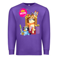 Purple bluey mom dad funny queen for family lover t shirt Premium Sweatshirt - artisFamous