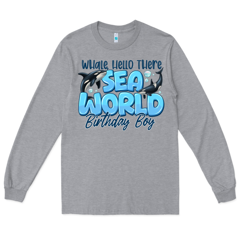 Whale Hello There Sea World Birthday Boy Long Sleeve Tee by CowhideDigitalArt | Teevron