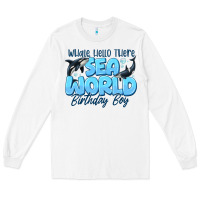 White Whale Hello There Sea World Birthday Boy Long Sleeve Tee - CowhideDigitalArt