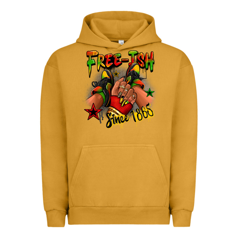 Free-ish Since 1865 Juneteenth Black Girl Sneakers Urban Hoodie by RanaPortraitStore | Teevron