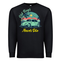 Black Vintage Funny Beetle Bug Distressed Classic Cars Old Bugs Never Die Premium Sweatshirt - artisFamous