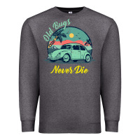 Charcoal Heather Vintage Funny Beetle Bug Distressed Classic Cars Old Bugs Never Die Premium Sweatshirt - artisFamous