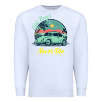 White Vintage Funny Beetle Bug Distressed Classic Cars Old Bugs Never Die Premium Sweatshirt - artisFamous