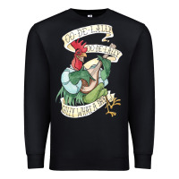 Black alan a dale rooster  oo de lally golly what a day tattoo watercolor pa Premium Sweatshirt - artisFamous