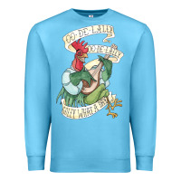 Ocean Blue alan a dale rooster  oo de lally golly what a day tattoo watercolor pa Premium Sweatshirt - artisFamous