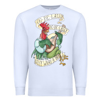 White alan a dale rooster  oo de lally golly what a day tattoo watercolor pa Premium Sweatshirt - artisFamous