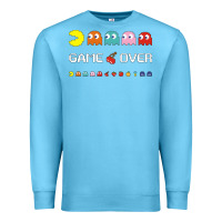 Ocean Blue cool retro 80s pacman ghosts video games Premium Sweatshirt - artisFamous