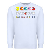 White cool retro 80s pacman ghosts video games Premium Sweatshirt - artisFamous