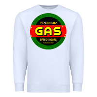 White GARAGE CAR GASOLINE Premium Sweatshirt - artisFamous