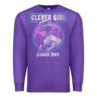 Purple distressed teal raptor clever girl t shirt Premium Sweatshirt - artisFamous